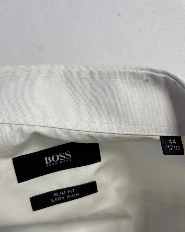 BOSS White Slim Fit Easy Iron Tuxedo Shirt