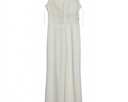 Morgan & Co. White Embellished Mesh Evening Gown