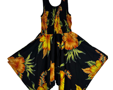 Rima Beachwear Black Tropical Floral Smocked Sundress - XS