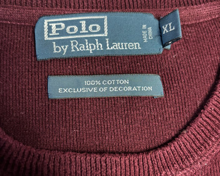 Polo Ralph Lauren Maroon Ribbed Knit Crew Neck Sweater