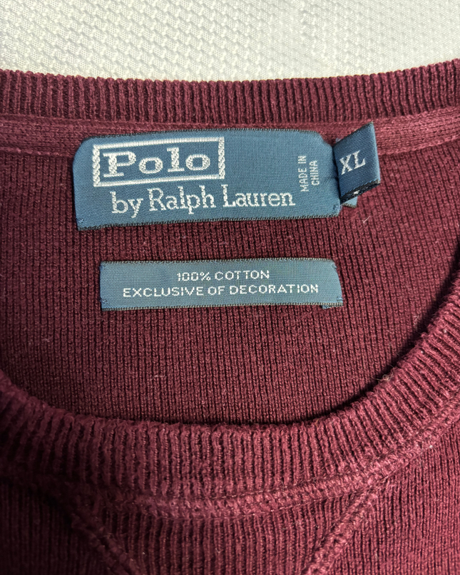 Polo Ralph Lauren Maroon Ribbed Knit Crew Neck Sweater