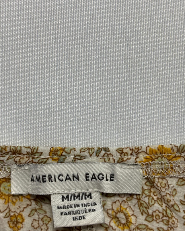 American Eagle Yellow Floral Smocked Waist Romper