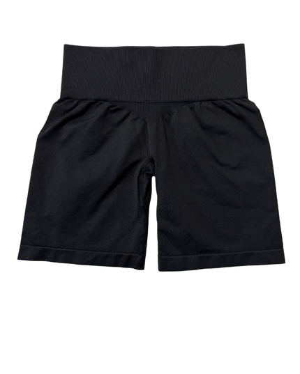 SHAWTY Black High-Waisted Seamless Biker Shorts