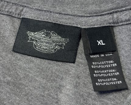 Harley Davidson Grey V-Neck Graphic Wings Tee