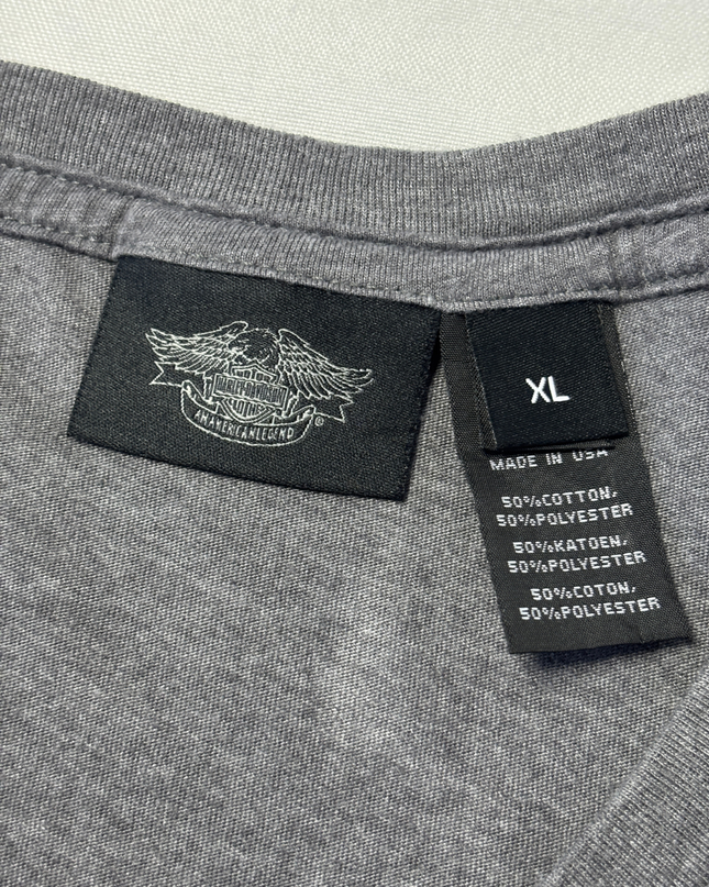 Harley Davidson Grey V-Neck Graphic Wings Tee