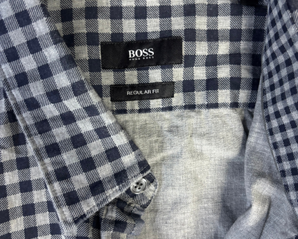 Boss Grey/Black Checkered Regular Fit Shirt