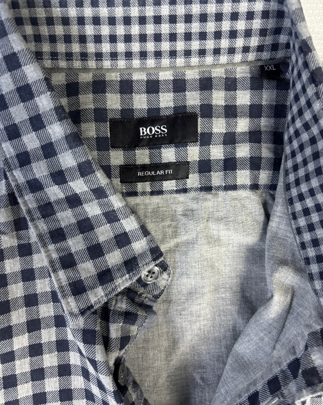 Boss Grey/Black Checkered Regular Fit Shirt