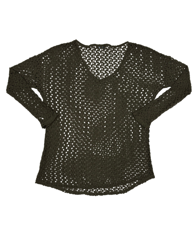 Ricki’s Olive Green Crochet Long Sleeve Top - M
