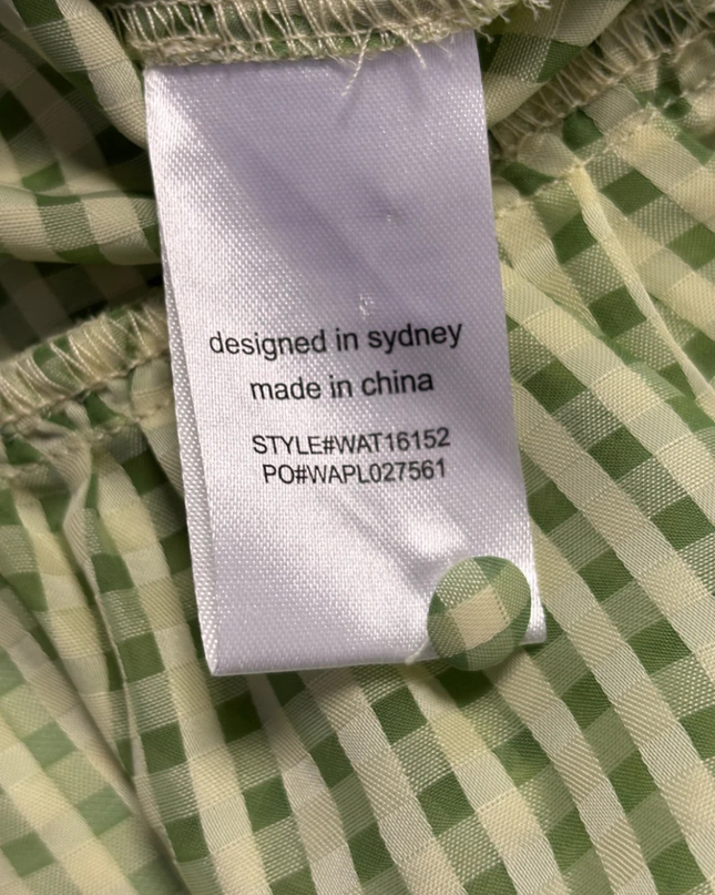Atmos&Here Green Gingham Wrap Peplum Blouse