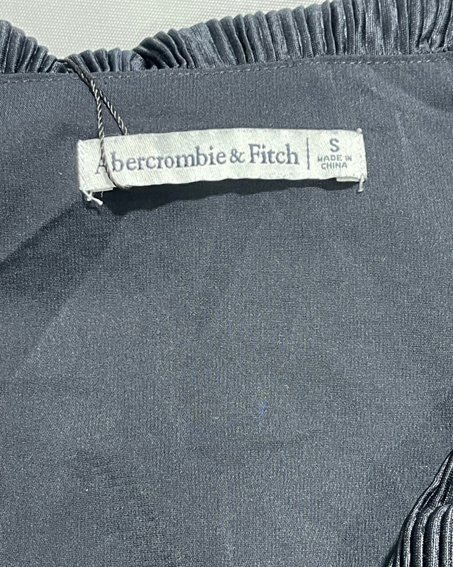 Abercrombie & Fitch Black Plissé V-Neck Long Sleeve Top