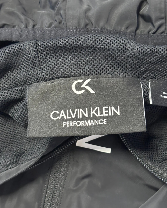 Calvin Klein Black Performance Hooded Windbreaker Sports Jacket