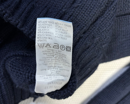 Lacoste Navy Ribbed Cable Knit Turtleneck Sweater