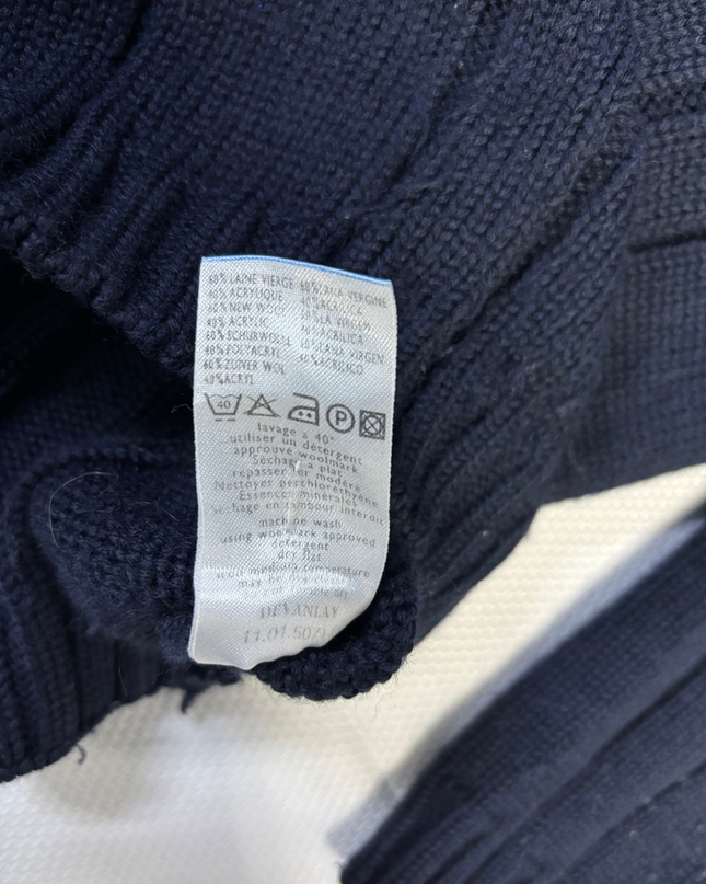 Lacoste Navy Ribbed Cable Knit Turtleneck Sweater
