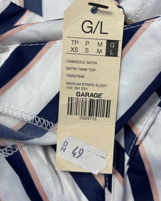 Garage Navy/White Striped Satin Cami Top W/Tags