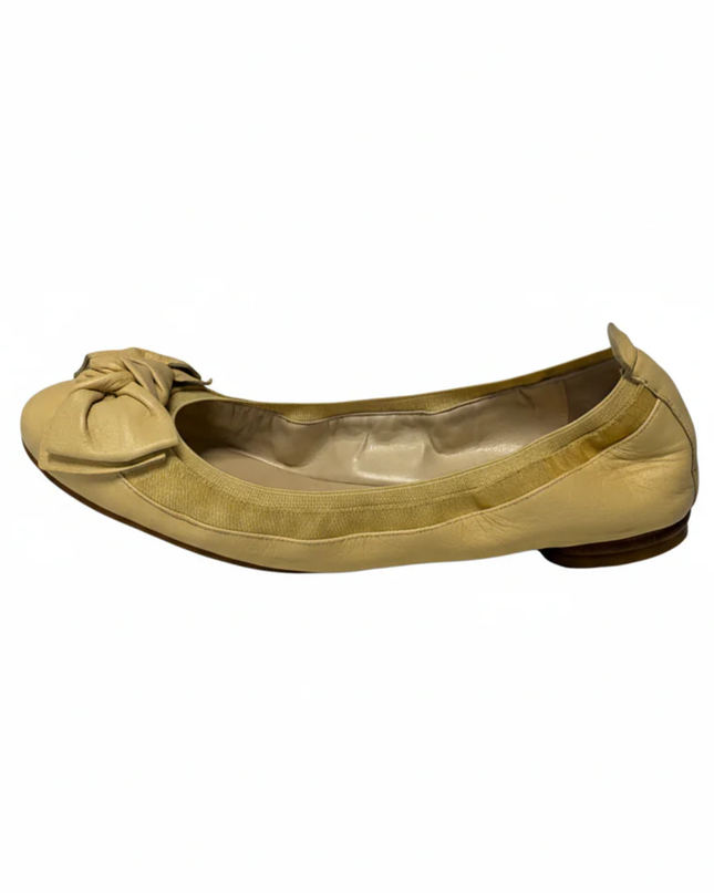 Nine West Yellow Leather Fernadett Ballet Flats