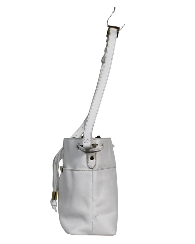 Ted Baker White Saffiano Leather Bucket Bag