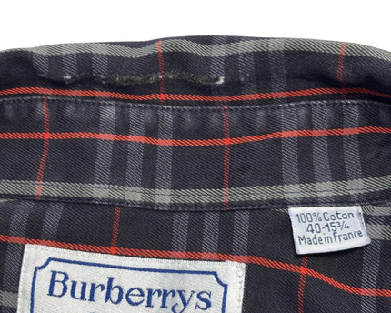 Burberrys Navy Blue Vintage Plaid Button-Down Shirt