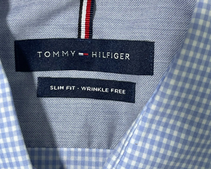 Tommy Hilfiger Light Blue Gingham Check Slim Fit Long Sleeve Shirt