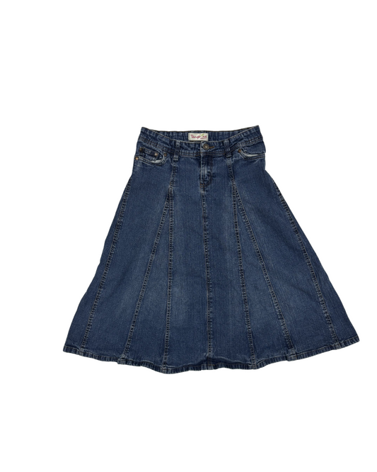 Tangerine Basics Dark Wash Denim Flared A-Line Skirt - XS | Waist: 25"