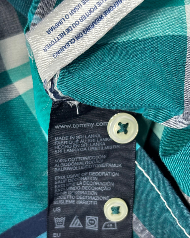 Tommy Hilfiger Green Plaid Custom Fit Long Sleeve Button-Down Shirt