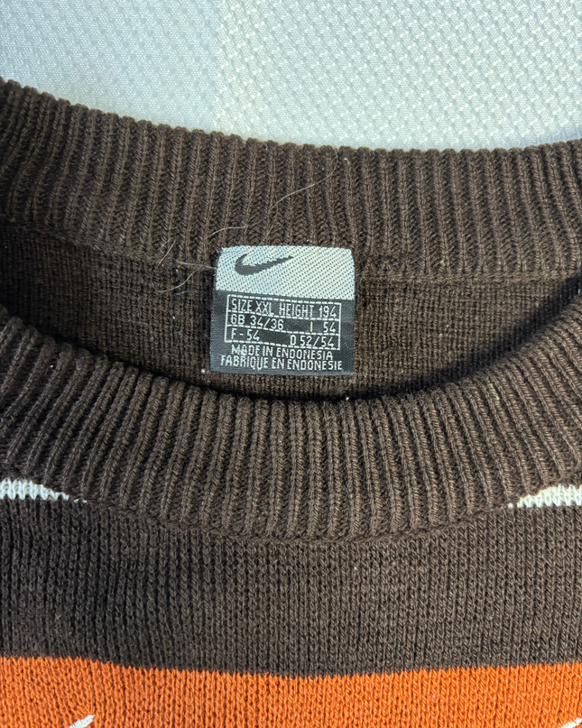 Nike Brown/Orange/White Striped Knit Sweater