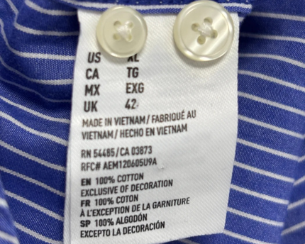 American Eagle Blue and White Striped Button Down Shirt