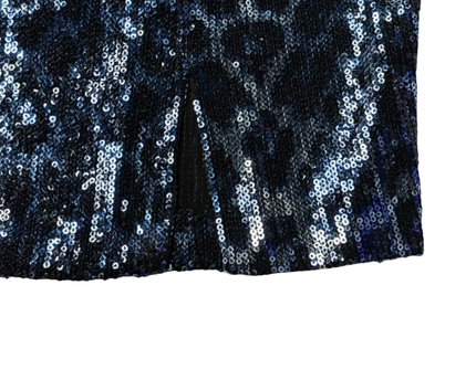Zara Blue Sequin Animal Print Mini Skirt W/Tags