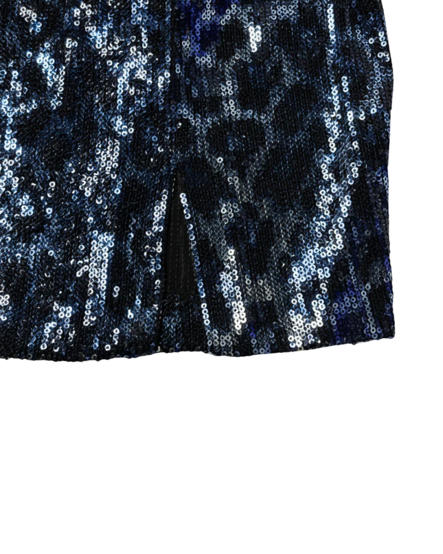 Zara Blue Sequin Animal Print Mini Skirt W/Tags