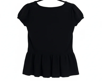 INC International Concepts Black Peplum Short Sleeve Top