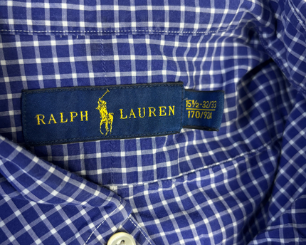 Ralph Lauren Blue/White Check Long Sleeve Button-Down Shirt