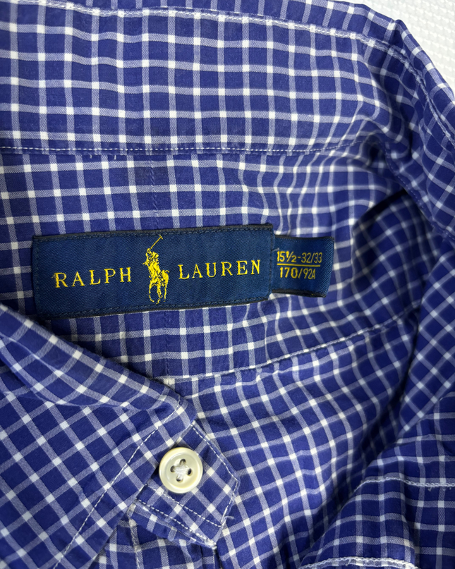 Ralph Lauren Blue/White Check Long Sleeve Button-Down Shirt