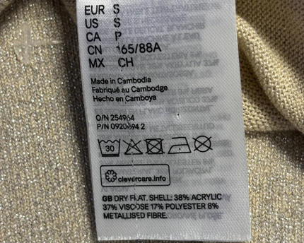 H&M Gold Shimmer Metallic Turtleneck Sweater