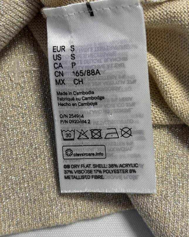 H&M Gold Shimmer Metallic Turtleneck Sweater