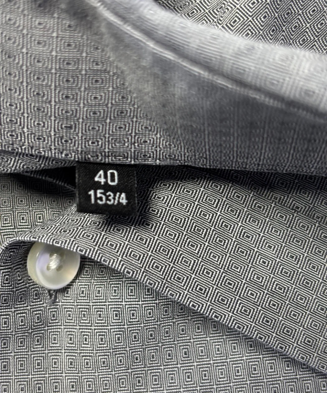 BOSS Hugo Boss Grey Slim Fit Micro-Pattern Italian Fabric Dress Shirt