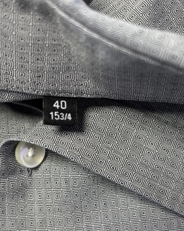 BOSS Hugo Boss Grey Slim Fit Micro-Pattern Italian Fabric Dress Shirt