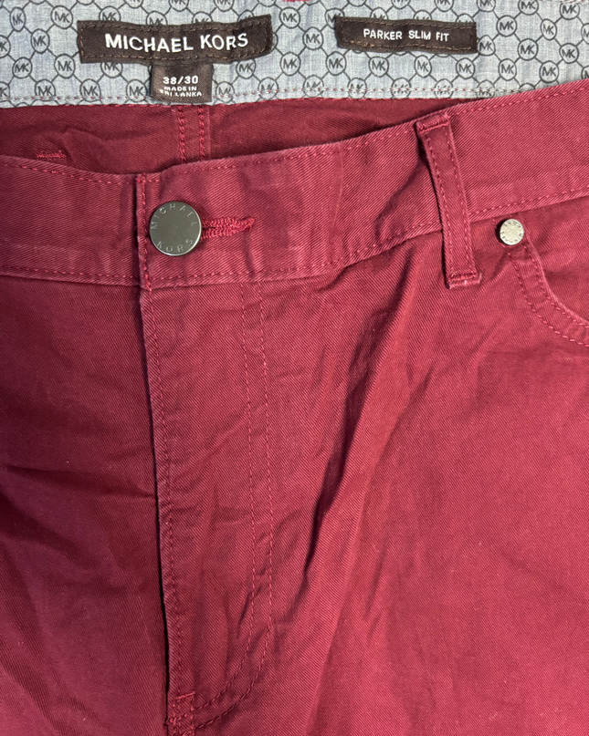 Michael Kors Burgundy Parker Slim Fit Pants