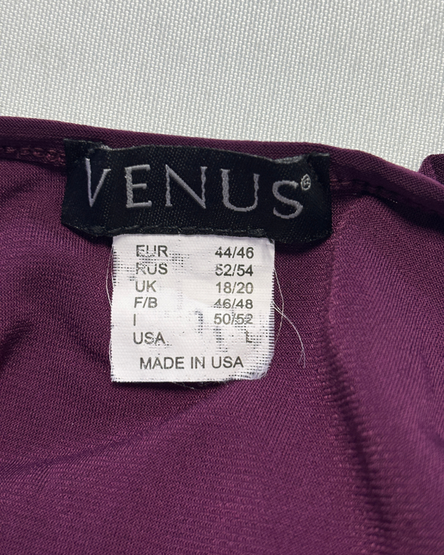 VENUS Purple V-Neck Ruched Sleeveless Top