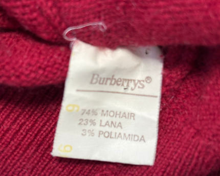 Vintage Burberry Red V-Neck Knit Sweater