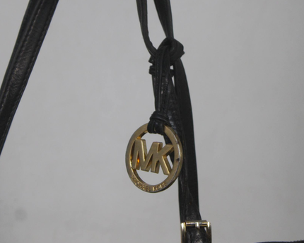 Michael Kors Black Monogram Tote Bag with Logo Charm