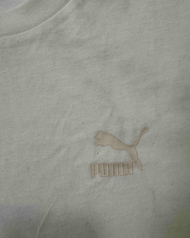 Puma Tonal Embossed Logo Cream White T-Shirt - L
