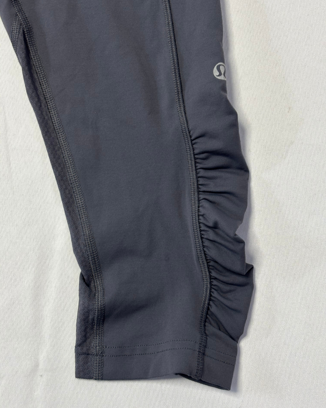 Lululemon Grey Striped Waist Ruched Crop Leggings