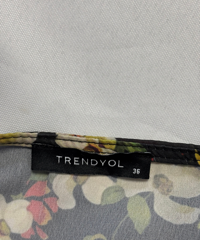 Trendyol Black Floral Button-Down Midi Dress