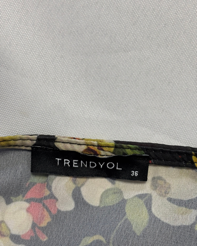 Trendyol Black Floral Button-Down Midi Dress