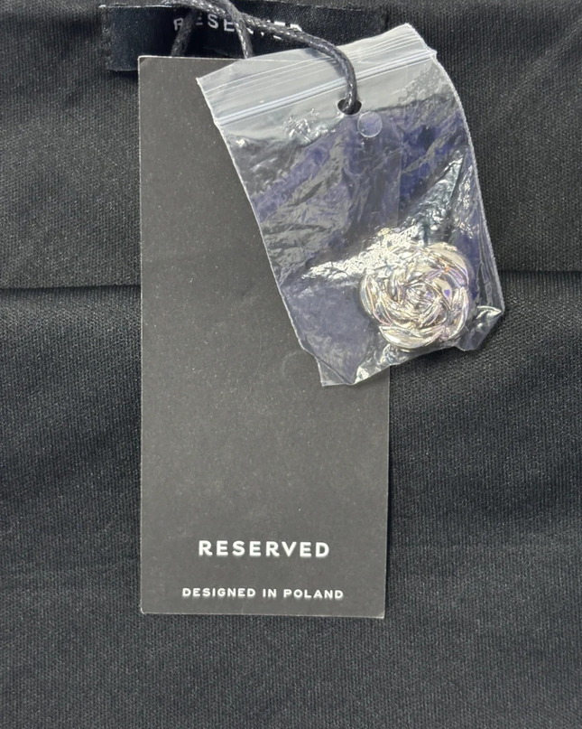 Reserved Black Square Neck Rose Button Crop Top W/Tags