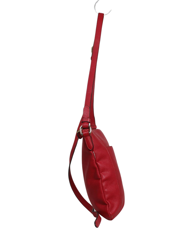 Lauren Ralph Lauren Red Pebbled Leather Crossbody Bag