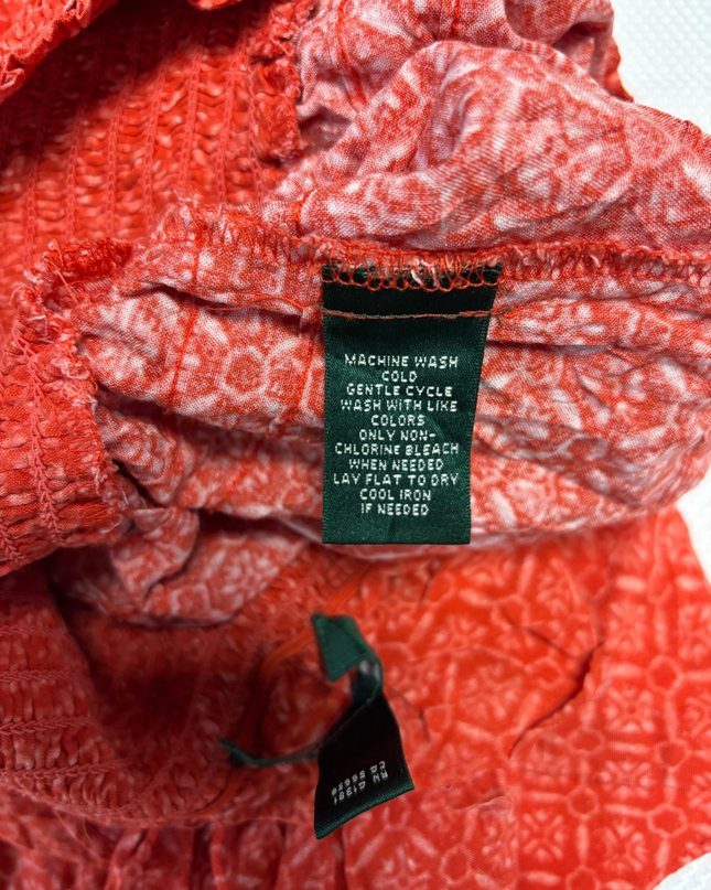 Lauren Ralph Lauren Petite Orange Patterned Smocked Mini Skirt