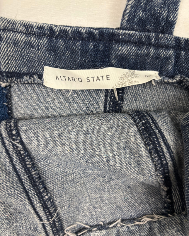 Altar'd State Lace-Up Corset Dark Wash Denim Crop Top - XS