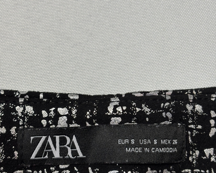 Zara Black/Silver Metallic Textured Mini Skort