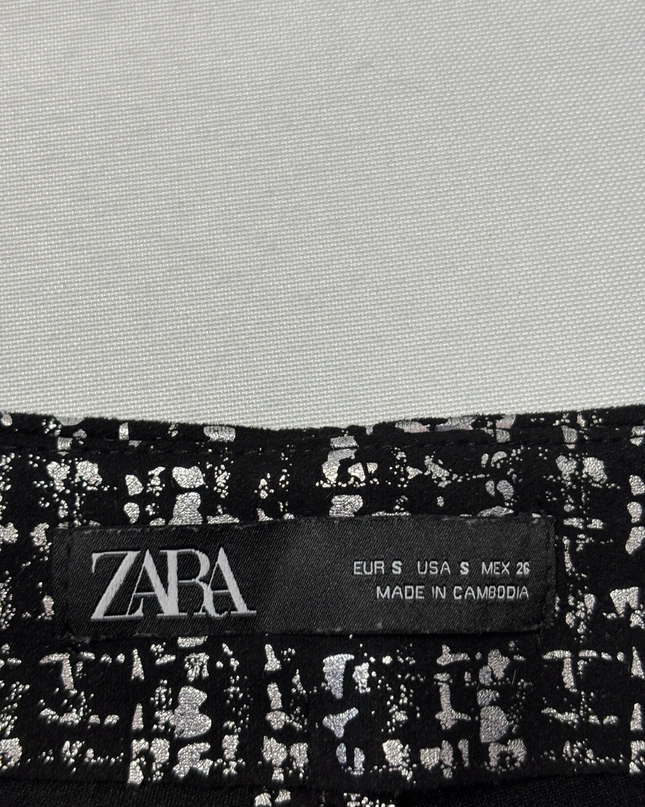 Zara Black/Silver Metallic Textured Mini Skort