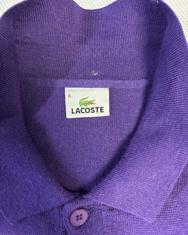 Lacoste Purple Quarter-Button Knit Sweater